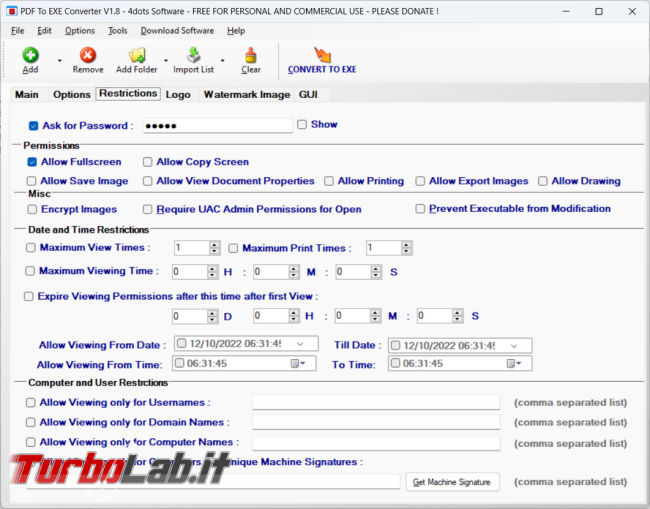 Come convertire file PDF eseguibile PDF To EXE Converter