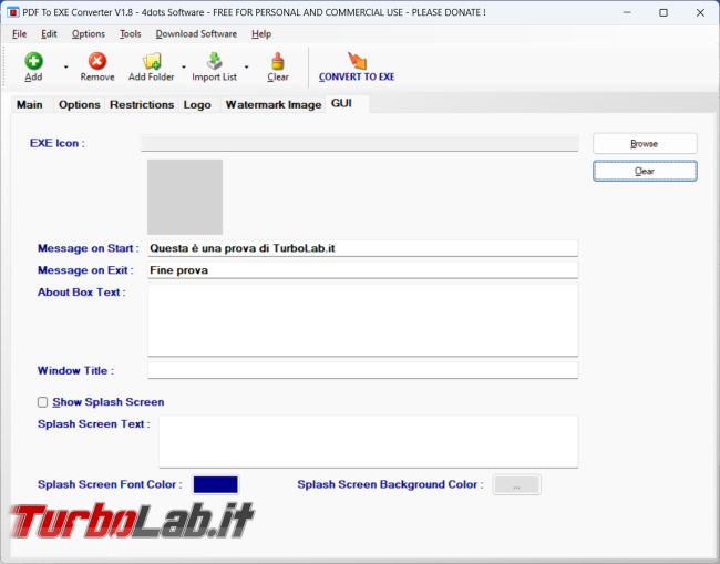 Come convertire file PDF eseguibile PDF To EXE Converter