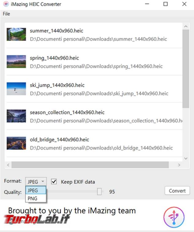 Come convertire immagini HEIC JPG / JPEG, PNG altri formati