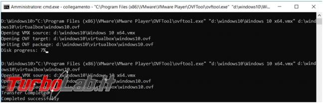 Come convertire macchina virtuale Vmware player VirtualBox