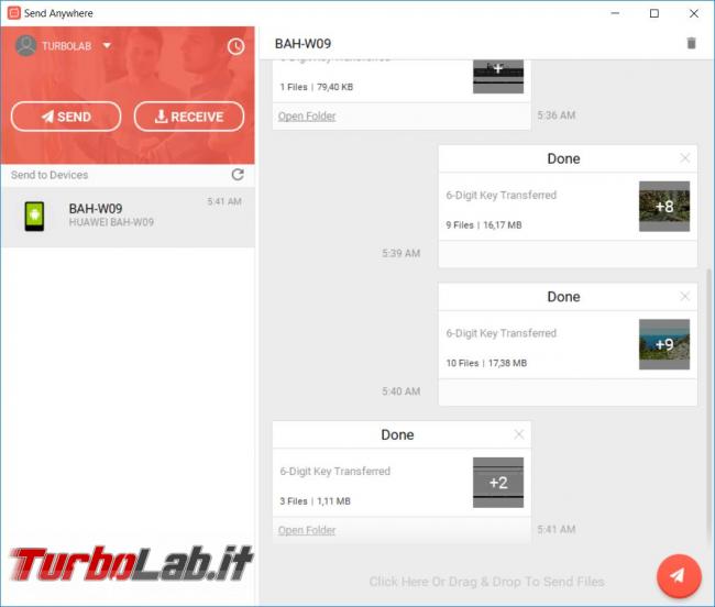 Come copiare file PC, smartphone tablet Send Anywhere