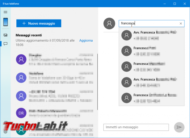 Come copiare foto smartphone Android PC Windows 10 leggere/scrivere messaggi SMS: guida Your Phone ( telefono) - Mobile_zShot_1536336546