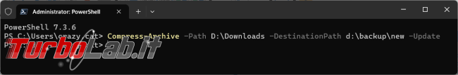 Come creare archivio zippato PowerShell poi decomprimerlo