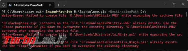 Come creare archivio zippato PowerShell poi decomprimerlo