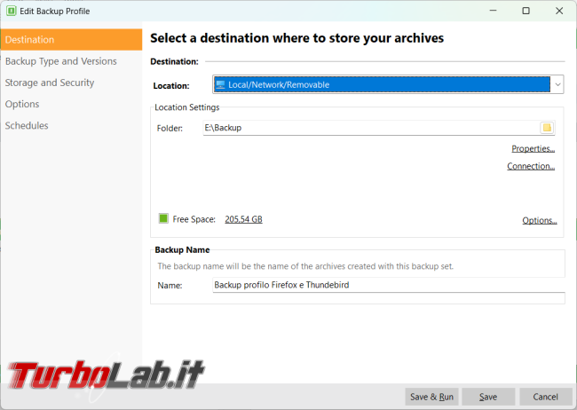 Come creare backup dati principali browser client posta