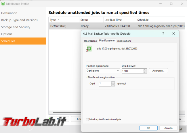 Come creare backup dati principali browser client posta