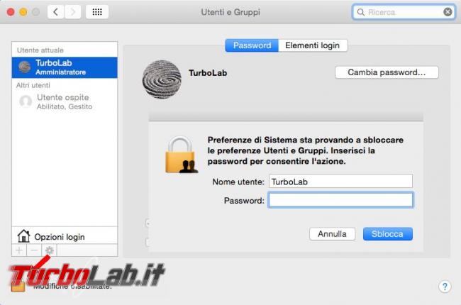 Come creare cancellare utente Mac OS X