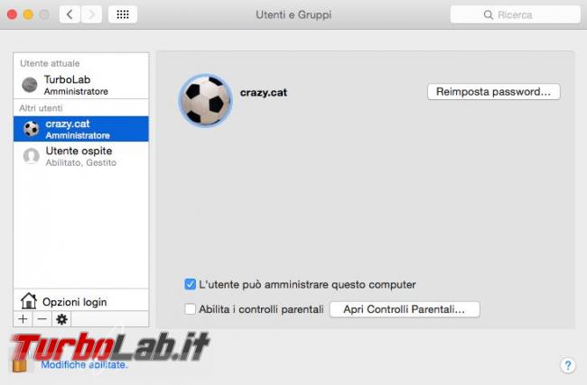 Come creare cancellare utente Mac OS X