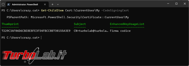 Come creare certificato firmare digitalmente script PowerShell