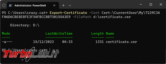 Come creare certificato firmare digitalmente script PowerShell