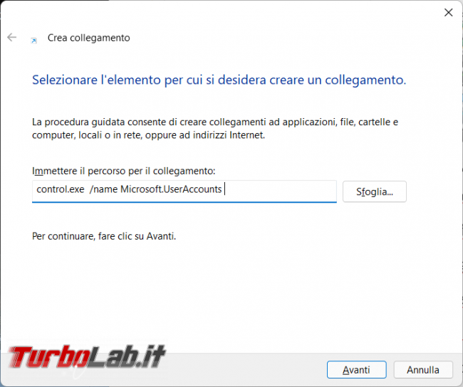 Come creare collegamenti avviare funzioni pannello controllo impostazioni Windows