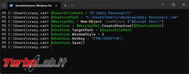 Come creare collegamento desktop utilizzando Powershell