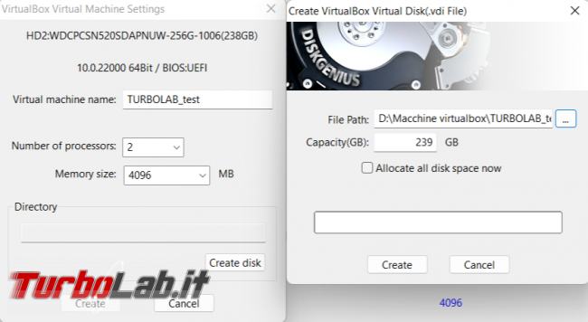 Come creare DiskGenius copia sistema operativo usare VirtualBox VMware