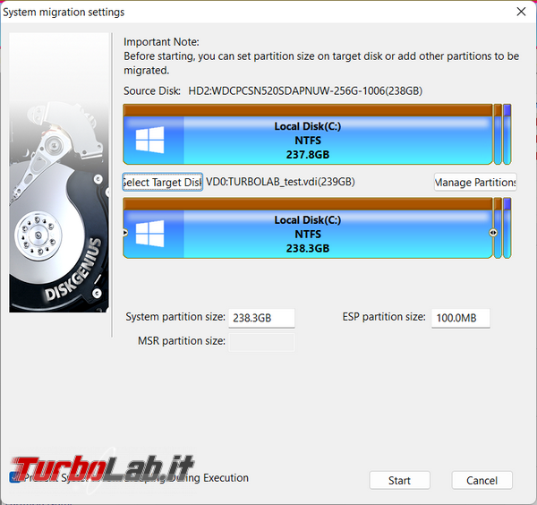 Come creare DiskGenius copia sistema operativo usare VirtualBox VMware