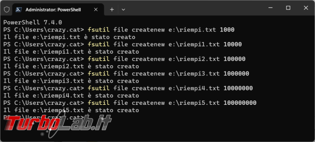 Come creare file dimensioni predefinite