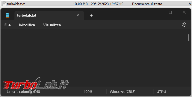 Come creare file dimensioni predefinite