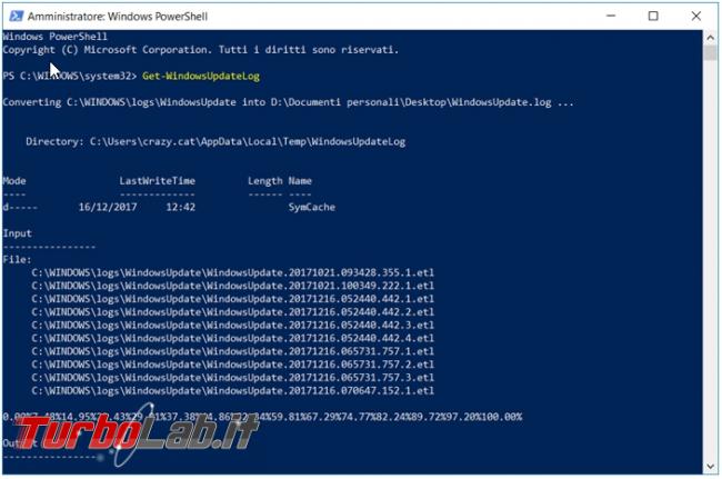 Come creare file windowsupdate.log Windows 10 capire perché aggiornamenti non si installano