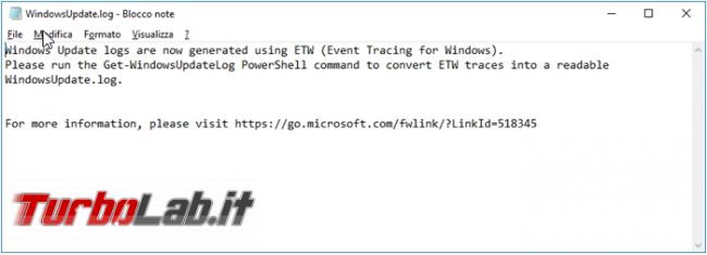 Come creare file windowsupdate.log Windows 10 capire perché aggiornamenti non si installano