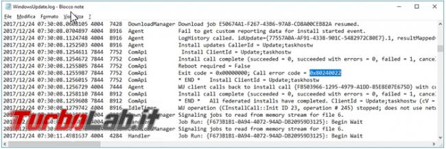 Come creare file windowsupdate.log Windows 10 capire perché aggiornamenti non si installano