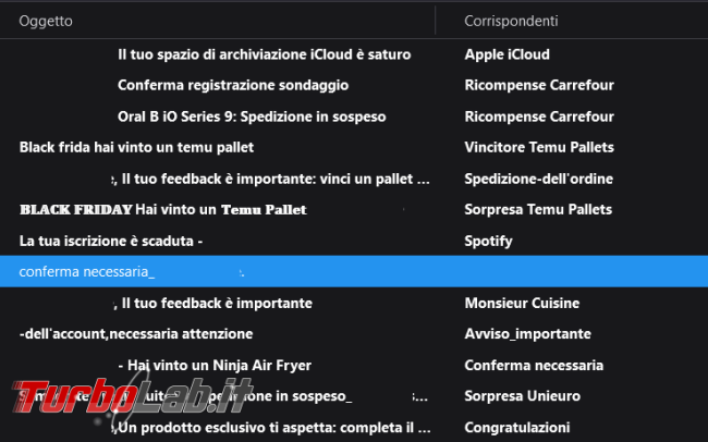 Come creare filtri posta web Libero limitare l’arrivo Spam