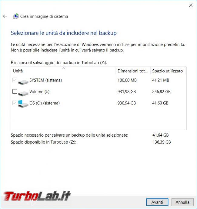 Come creare ’immagine backup Windows 10