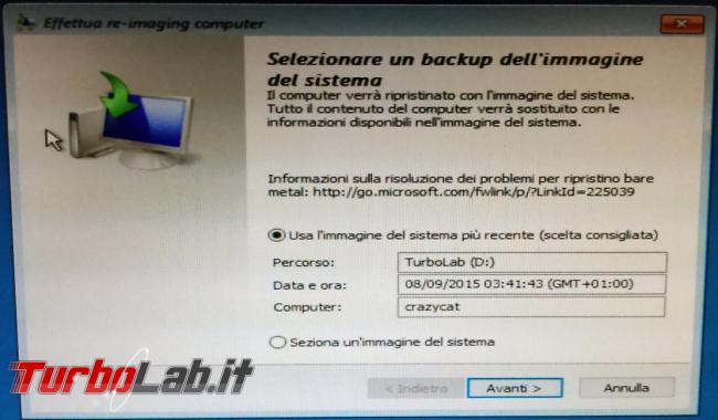 Come creare ’immagine backup Windows 10