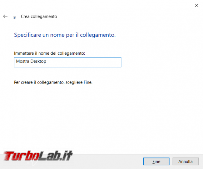 Come creare link mostra desktop Windows 10 11