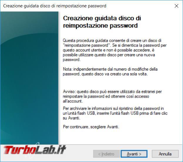 Come creare usare pendrive resettare password Windows