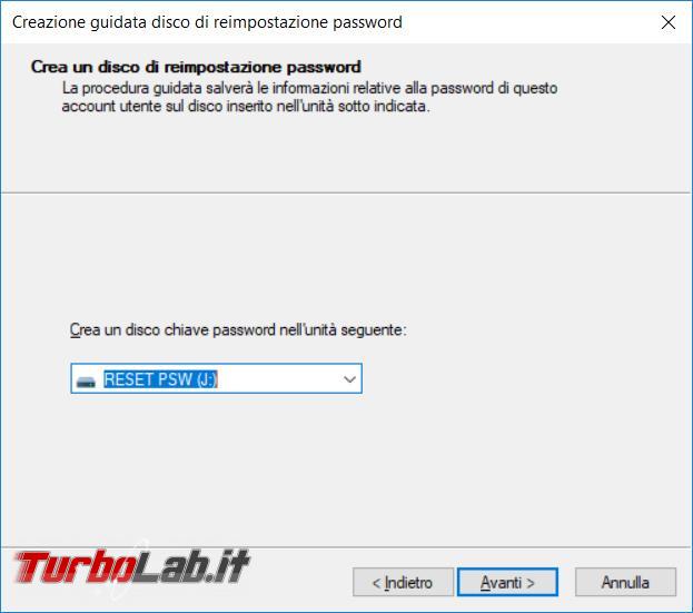 Come creare usare pendrive resettare password Windows
