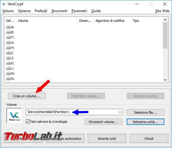 Come criptare disco sistema Veracrypt