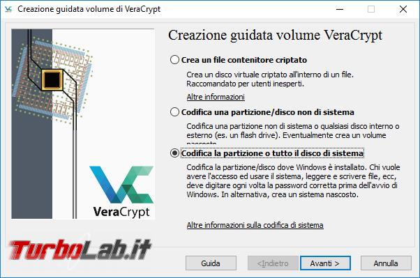 Come criptare disco sistema Veracrypt