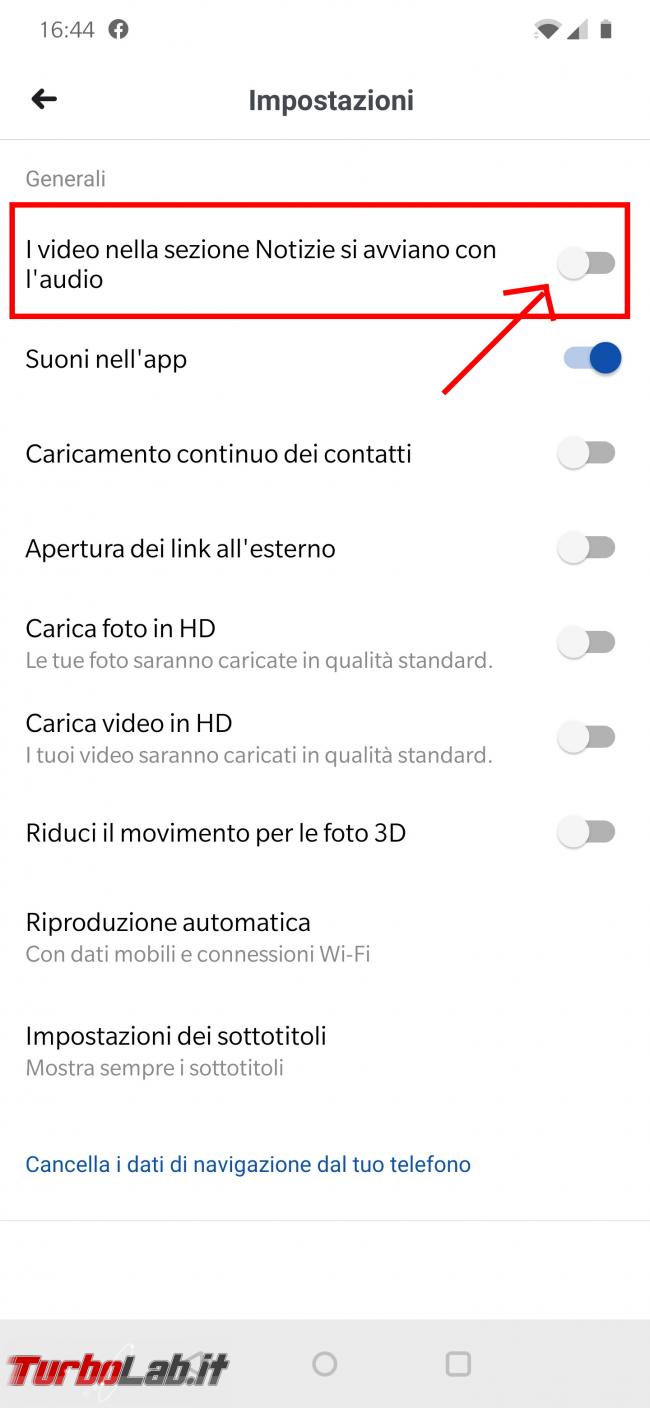 Come disattivare audio automatico video Facebook - Screenshot_20191023-164417