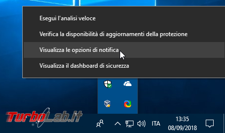 Come disattivare / bloccare notifiche Riepilogo Windows Defender Antivirus non ha rilevato alcuna minaccia
