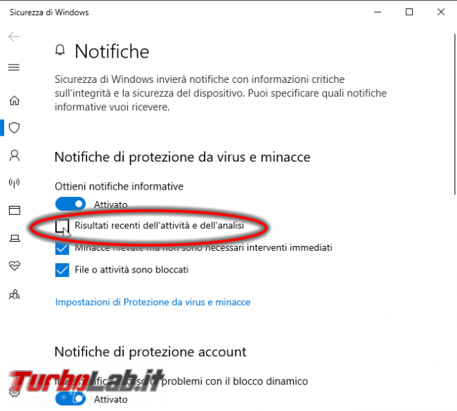 Come disattivare / bloccare notifiche Riepilogo Windows Defender Antivirus non ha rilevato alcuna minaccia