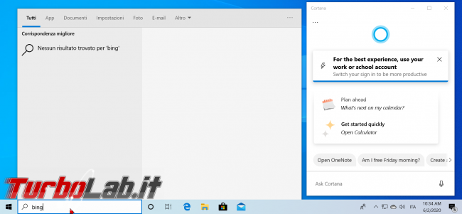 Come disattivare/bloccare risultati Web quando cerco menu Start Windows 10 21H2 (novembre 2021) - zShotVM_1591086869