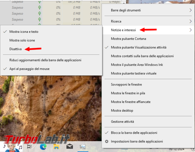 Come disattivare completamente Notizie interessi Windows 10