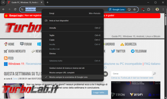 Come disattivare funzioni Google Lens browser Chrome