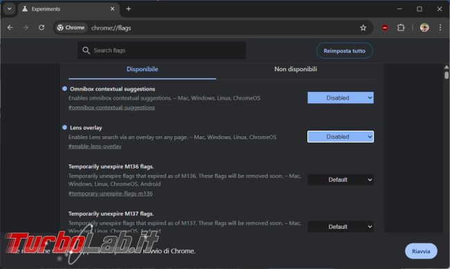 Come disattivare funzioni Google Lens browser Chrome