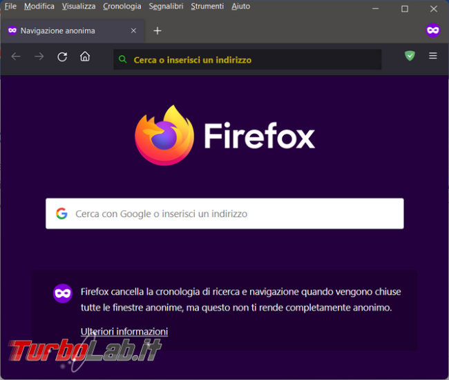 Come disattivare navigazione anonima Firefox