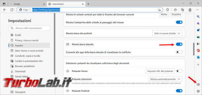 Come disattivare, personalizzare, barra laterale Microsoft Edge