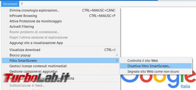 Come disattivare protezione SmartScreen Windows 10