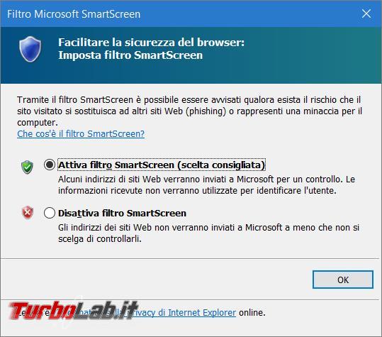 Come disattivare protezione SmartScreen Windows 10