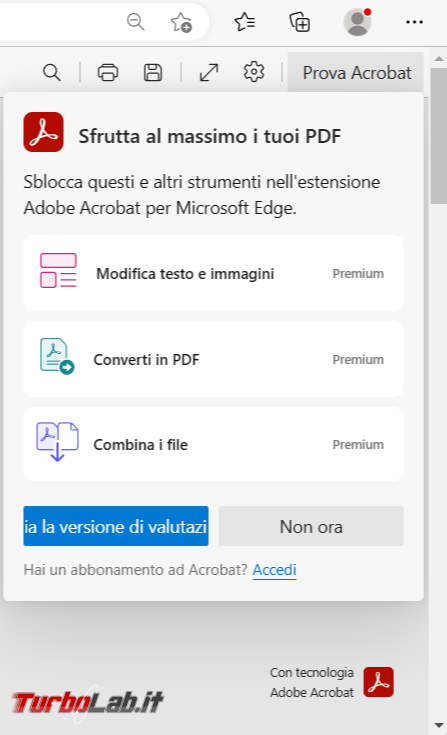 Come disattivare pulsante Prova Acrobat Microsoft Edge 111