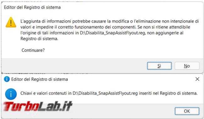 Come disattivare Snap Assist Flyout Windows 11