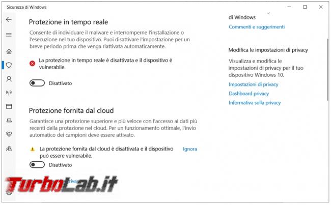 Come disattivare temporaneamente Windows Defender inserire file esclusioni