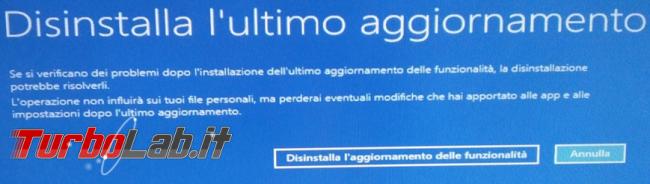 Come disinstallare aggiornamenti Windows 10 quando sistema operativo non si avvia più