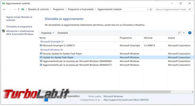 Come disinstallare aggiornamenti Windows prompt comandi Powershell