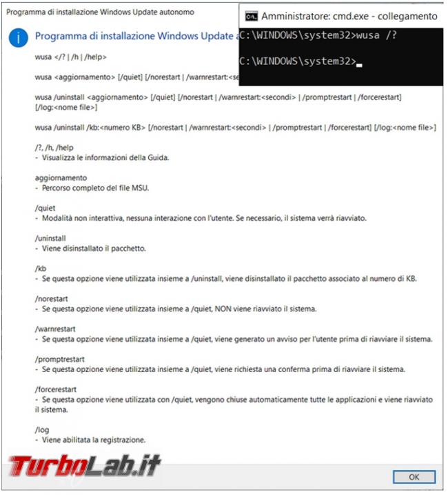 Come disinstallare aggiornamenti Windows prompt comandi Powershell