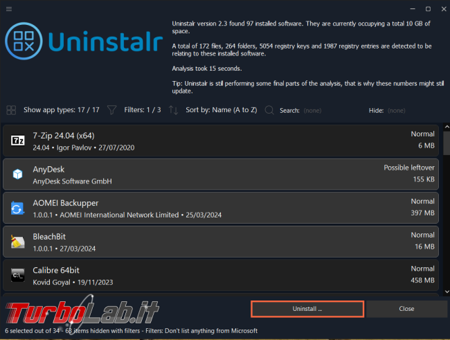 Come disinstallare più programmi volta Uninstalr
