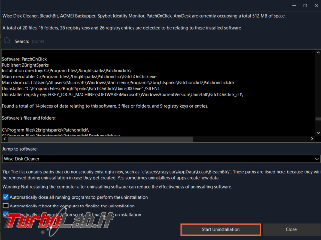 Come disinstallare più programmi volta Uninstalr